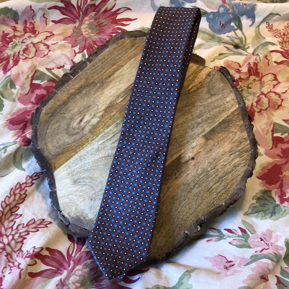 HARDY AMIES London Tie Floral Geometric 100% Silk Tie Classic Slim Career Casual - Picture 2 of 12